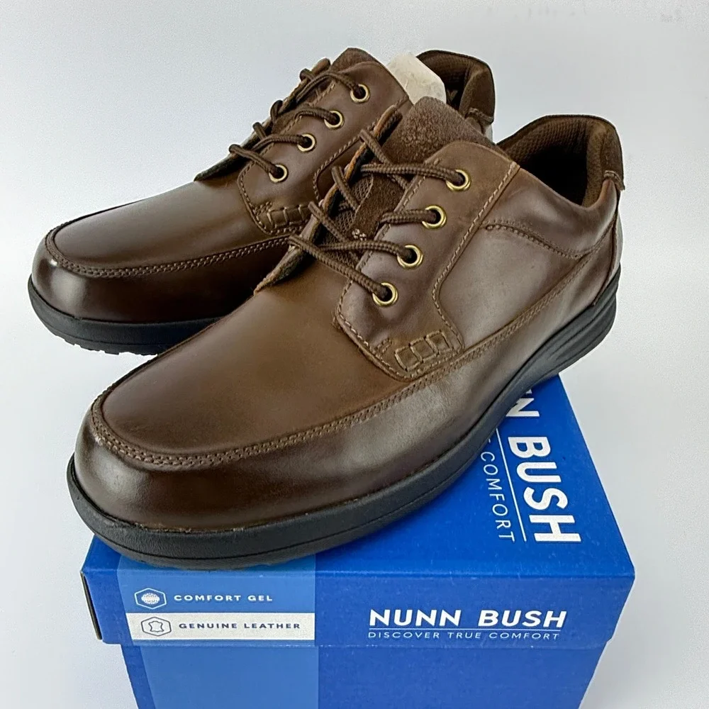 Nunn Bush Cam Oxford Dress Shoes Mens 10 M Brown Leather Comfort Gel NIB